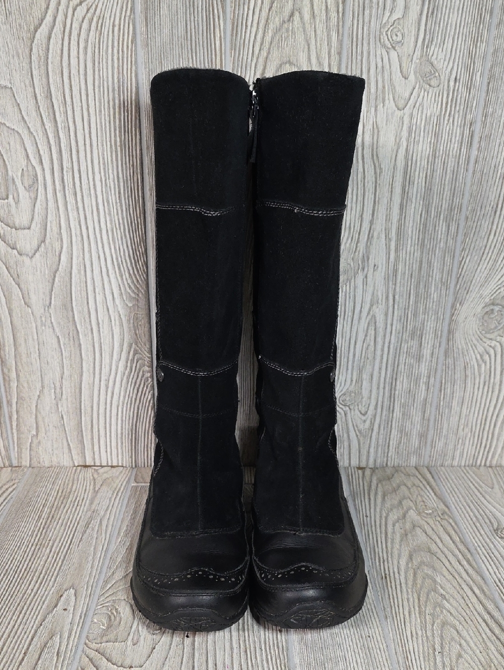 The North Face Anna Purna Tall Black Suede Leather Boots Womens Size 8.5 - Picture 4 of 16